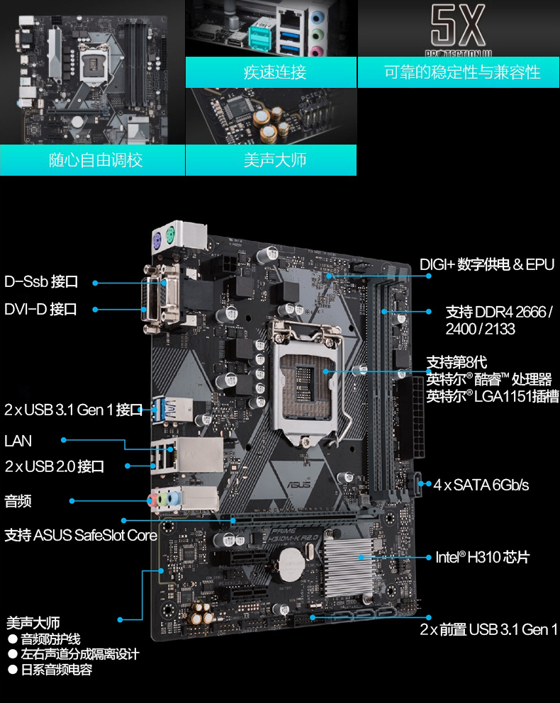 ˶ASUSTUF H310M-PLUS GAMING 羺ع  Լ 羺Ϸ壨Intel H310/LGA 1151